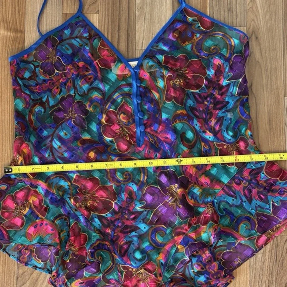 Vintage Victoria's Secret VS Gold‎ Label Lingerie Teddy Size M Coquette Rainbow